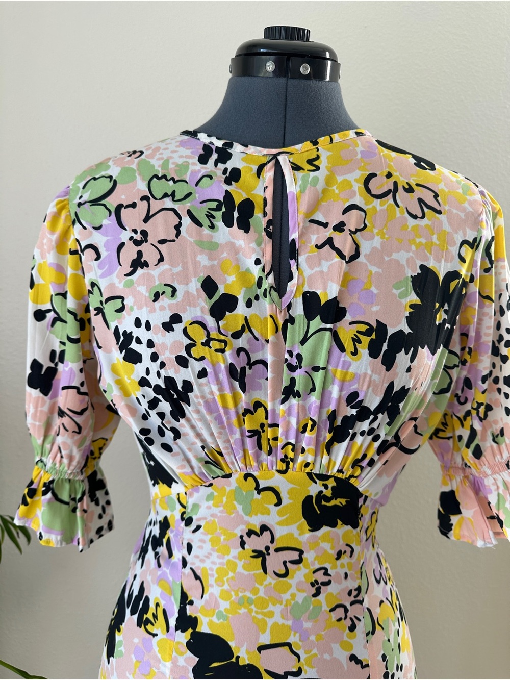 ASOS Floral Midi Dress in Yellow, Pink & Black - Picture 2 of 4